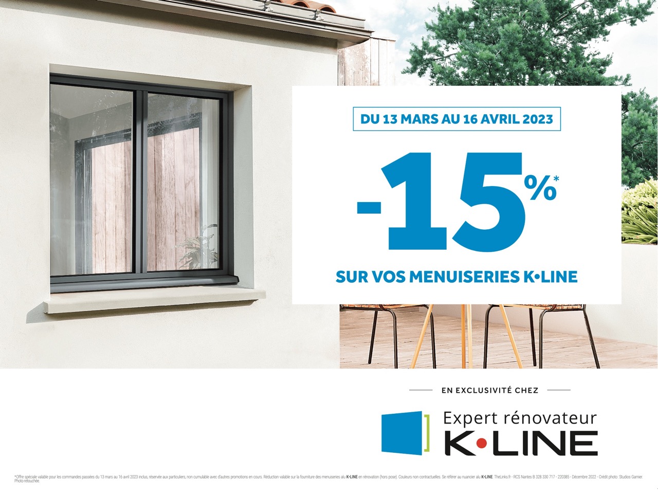 Du 13 mars au 16 avril 2023 -15% sur vos portes et fenêtres K-LINE